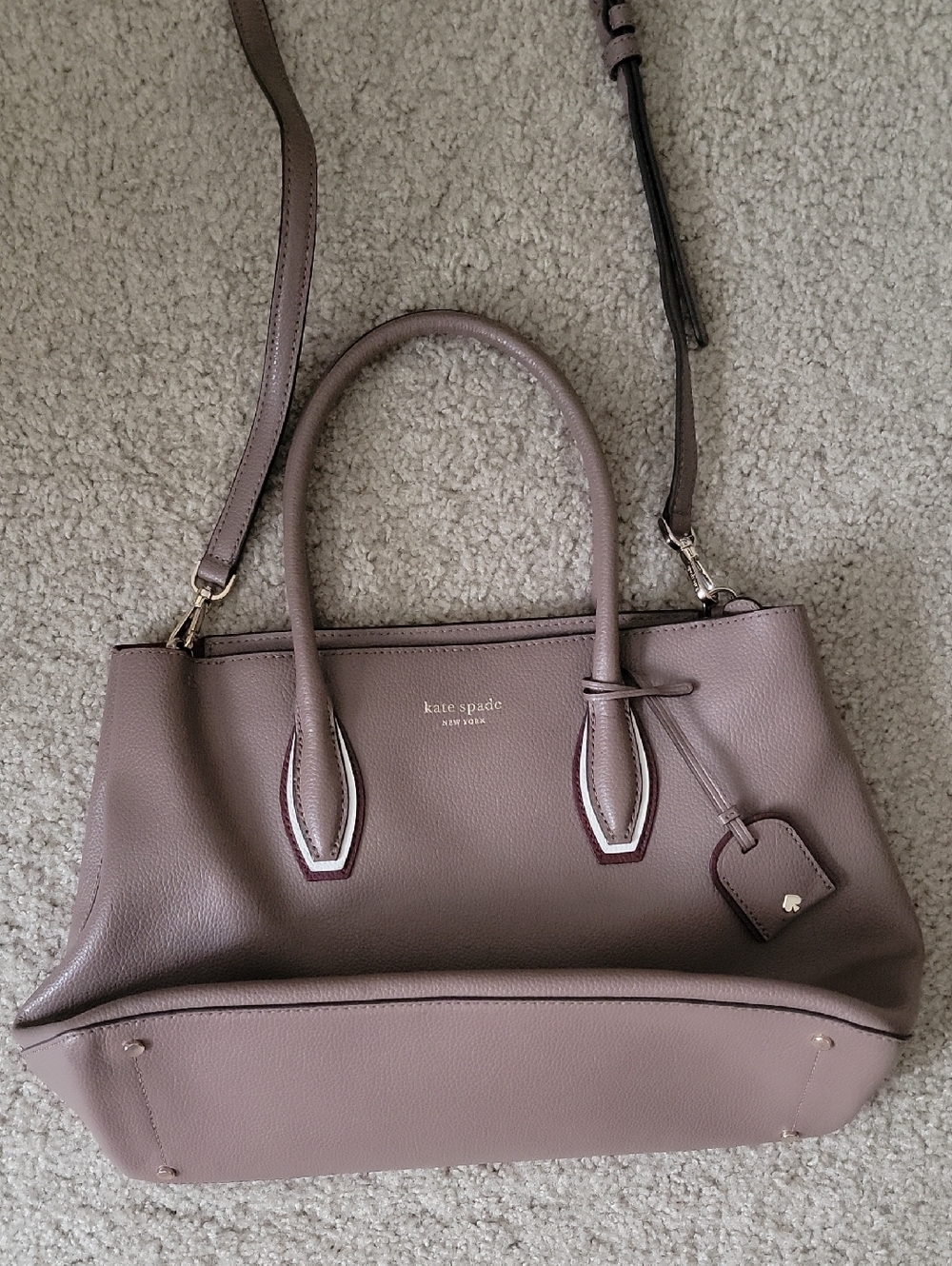 kate spade mauve leather satchel with detachable strap